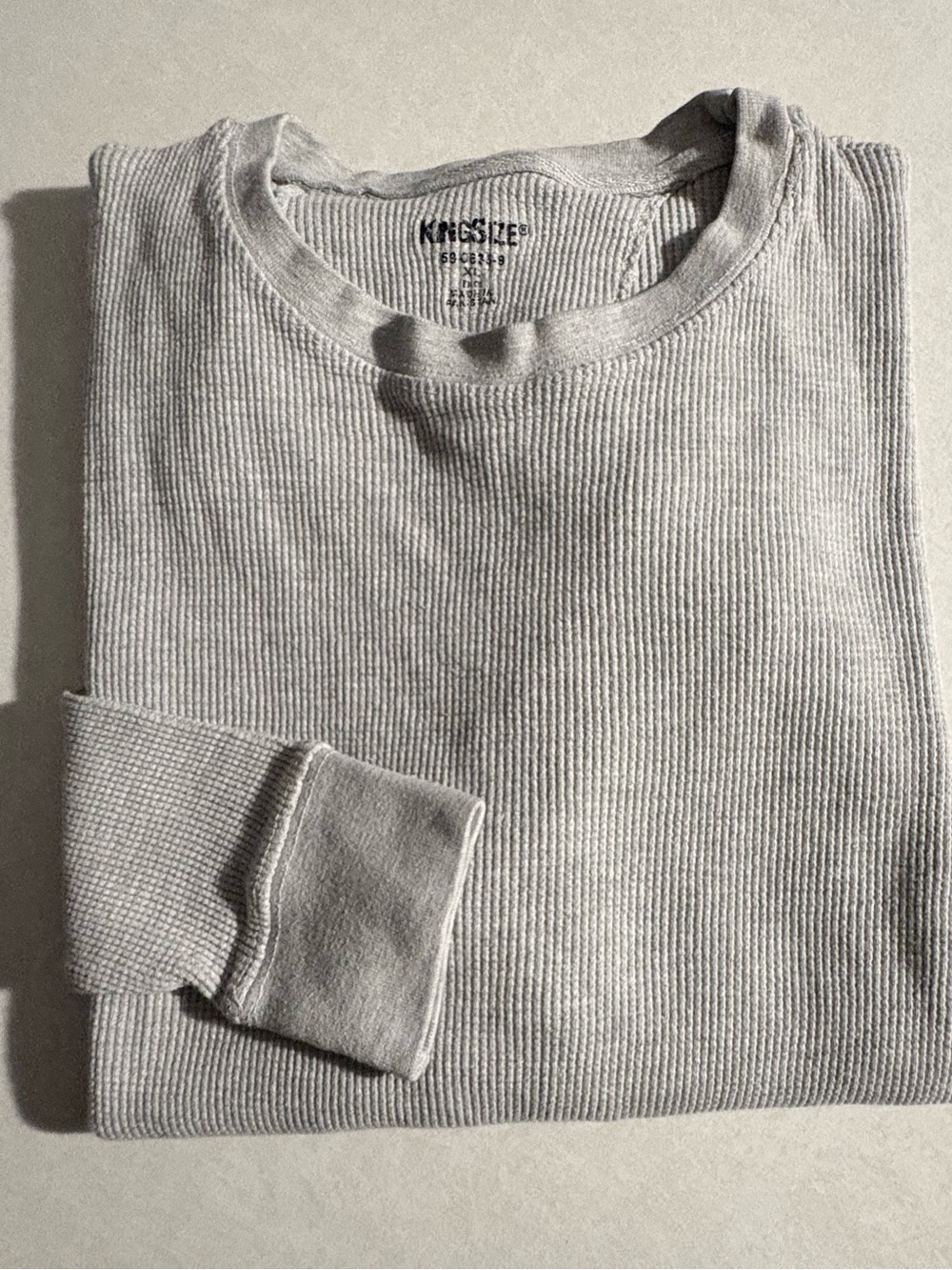 Light Gray Ribbed Thermal Long Sleeve Top